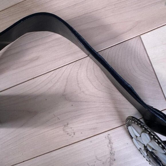 MEXX Black Belt with Mother of Pearl Mosaic Buckle – Size M - Picture 4 of 7